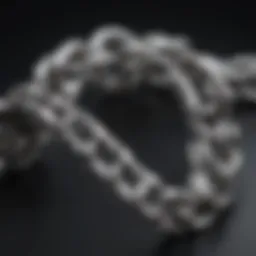 Elegant metal chain showcasing a polished finish.