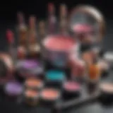 Colorful array of drag makeup products