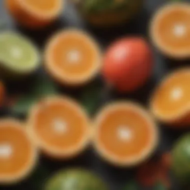 Vitamin C-Rich African Fruits A close-up of vitamin C-rich fruits native to Africa, highlighting their texture and color.