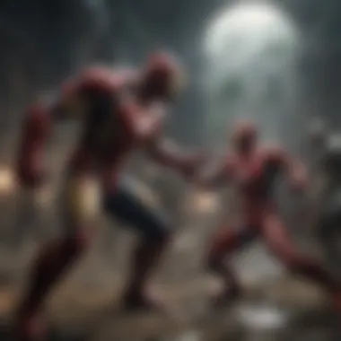 Epic Battles: The Heart of Marvel Storytelling Concept art illustrating an epic battle scene