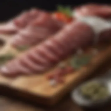 Sliced Appleton Farms Salami arranged on charcuterie board