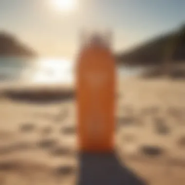 Sunscreen Bottle Overlooking Beach