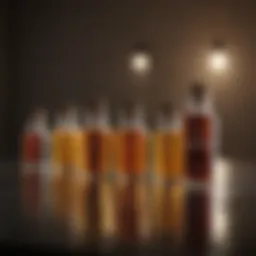 A variety of natural hair oils displayed in small glass bottles