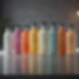 A selection of moisturizing shampoo bottles arranged aesthetically