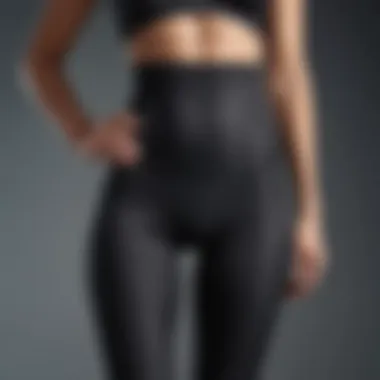 Close-up of supportive high-waisted leggings