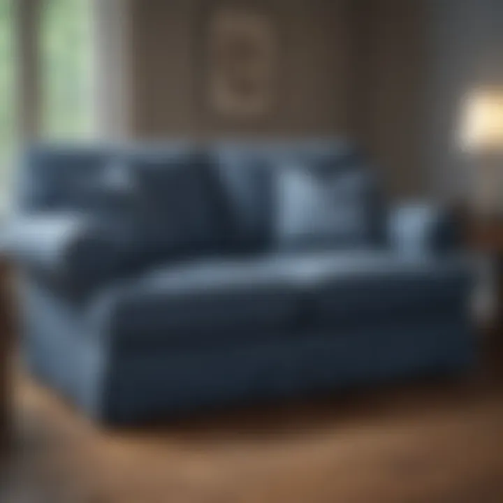 Durable denim slipcover for classic loveseat