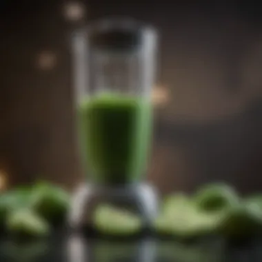 Blending spinach and kiwi in a blender