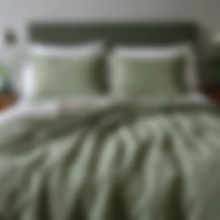 Botanical Inspired Linen Duvet Cover in Sage Green