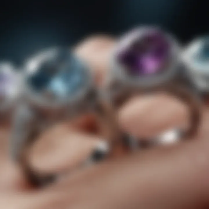 Close-up view of the unique gemstones used in Spears' engagement rings