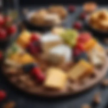 Cheese tray with assorted fruits and nuts