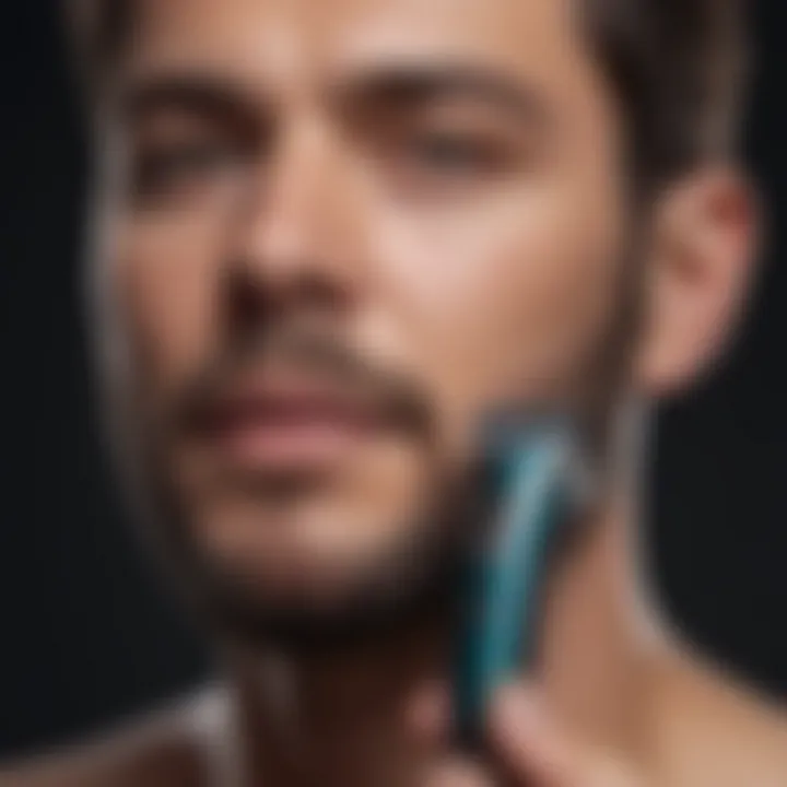 A person maintaining a chin hair trimmer