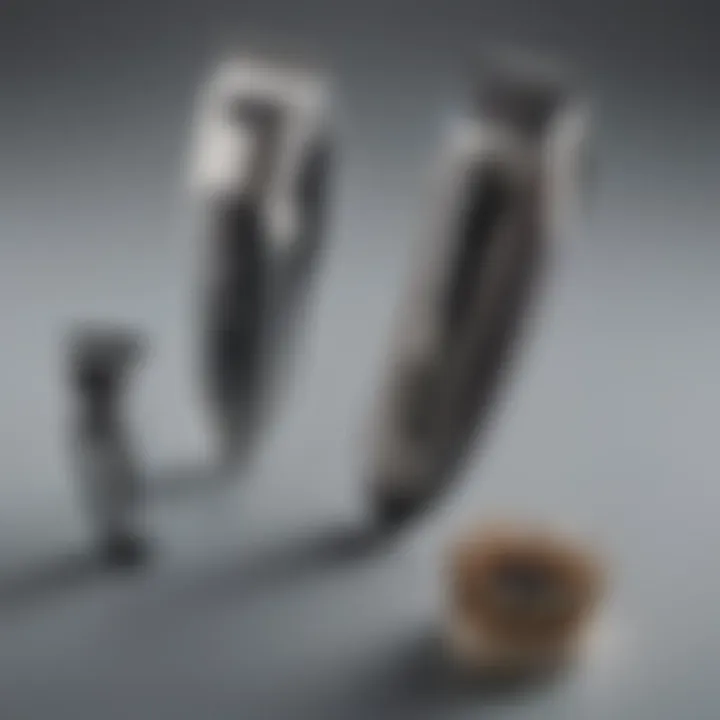 A close-up of different types of chin hair trimmer blades