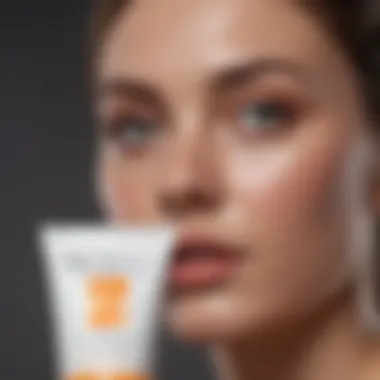 A close-up of a lightweight sunscreen lotion suitable for oily skin