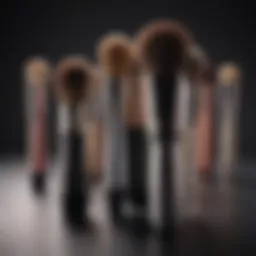 Diverse types of makeup brushes designed for setting powder application