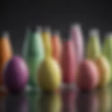 A collection of different beauty blender cleansers displayed elegantly