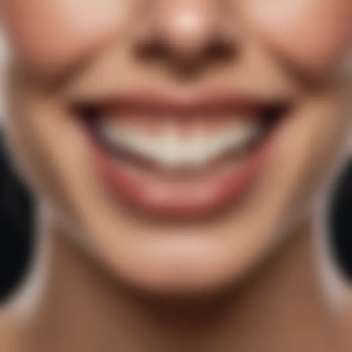 Close-up of dental veneers on teeth