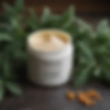 Close-up of natural deodorant balm texture with herbal ingredients