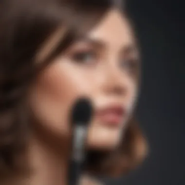 Close-up of volumizer brush adding volume to short hair