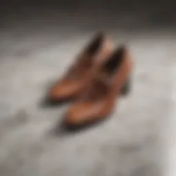 Elegant dress shoes on marble floor