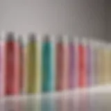 An elegant display of Batiste dry shampoo bottles showcasing various fragrances.