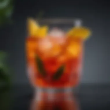 Crystal clear glass filled with vibrant tropical cocktail