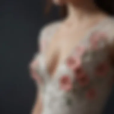 Floral Fantasy Delicate floral appliques on a beautiful modest bridal dress