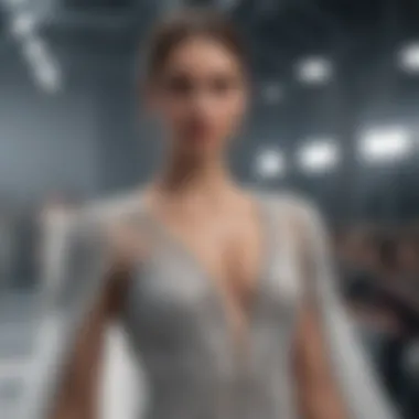 Elegant fashion runway model in haute couture