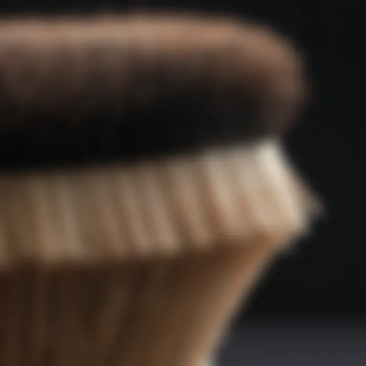 Detailed shot of makeup brush bristles for texture analysis