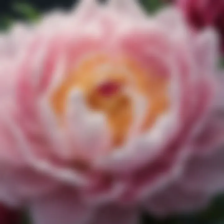 A close-up of peony blossoms, showcasing their intricate details