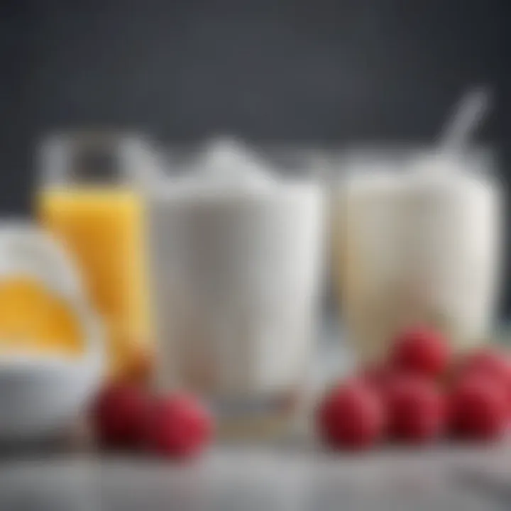 A depiction of various probiotic-rich foods like yogurt and kefir.
