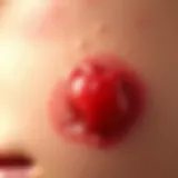 Close-up of inflamed cystic acne on skin