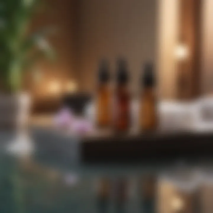 A spa setting with essential oils and exfoliating products for ingrown hair treatment