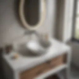 Elegant marble 15 inch bathroom vanity with sink