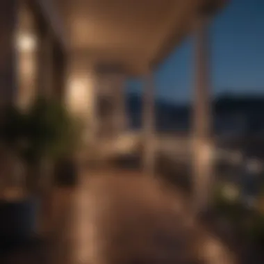 Chic Outdoor Lighting Fixtures on Small Balcony