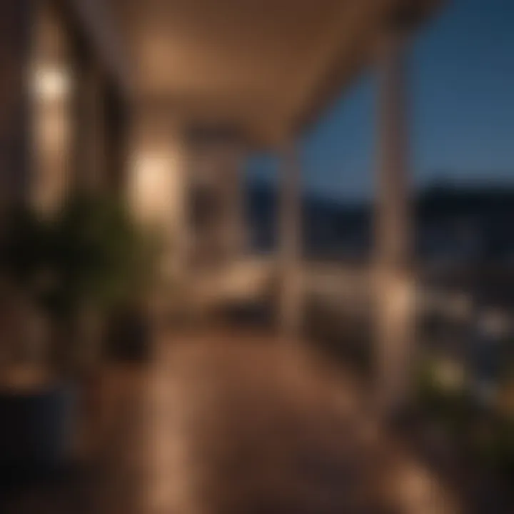Chic Outdoor Lighting Fixtures on Small Balcony