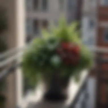 Natural and Inviting Plant Arrangement Refreshing Outdoor Plants and Herbs Display on Balcony