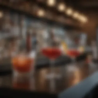 An elegant bar setup highlighting various cocktail glasses