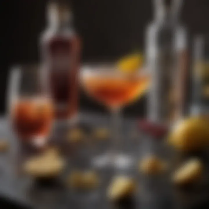 Ingredients laid out for a timeless cocktail recipe