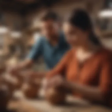 Couple enjoying a pottery class