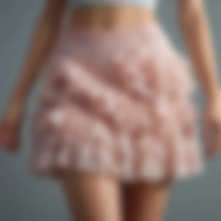 A close-up view showcasing the delicate ruffles of the Aerie Maggie Ruffle Skirt