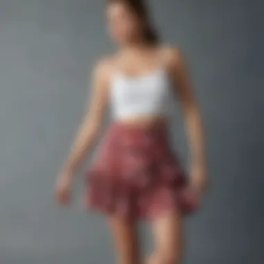 Stylish Flat Lay: Aerie Maggie Ruffle Skirt with Accessories A flat lay arrangement featuring the Aerie Maggie Ruffle Skirt paired with complementary accessories
