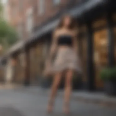 Urban Elegance with the Aerie Maggie Ruffle Skirt An elegant model wearing the Aerie Maggie Ruffle Skirt in a stylish urban setting