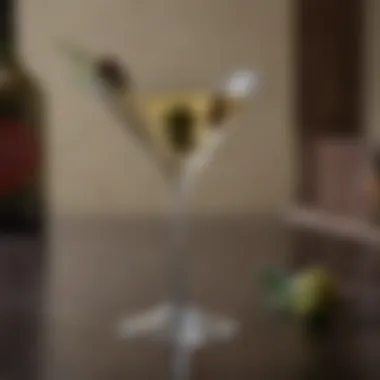 Sophisticated Martini Elegance Elegant Martini Glass with Olive garnish