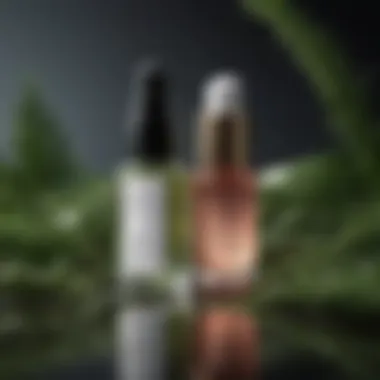 Eyelash serum bottle surrounded by natural ingredients