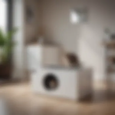 Sleek Stylish Contemporary Cat Litter Box Sleek and stylish cat litter box in a contemporary setting
