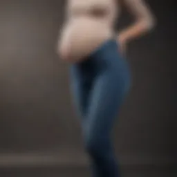 Pregnant woman wearing stylish maternity jeans without panel