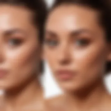 Transformation with Self-Tanning Moisturizer Before and after application of a self-tanning moisturizer