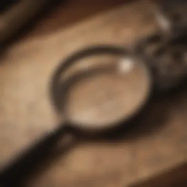 Vintage detective magnifying glass on an old map