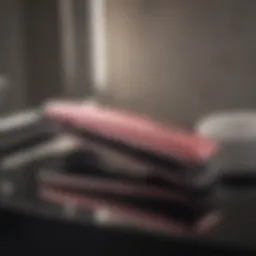 Sleek two-inch hair straightener on a vanity