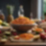 A vibrant array of hair-boosting foods laid out on a table, showcasing their nutritional benefits.